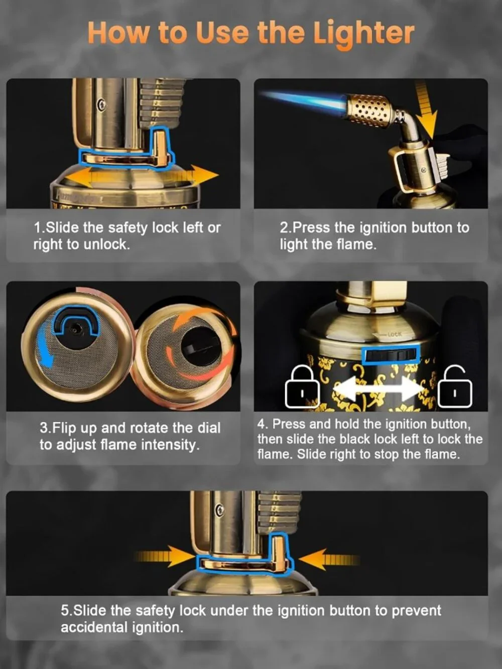 Refillable Butane Kitchen Torch - Adjustable Flame Cooking & Creme Brulee